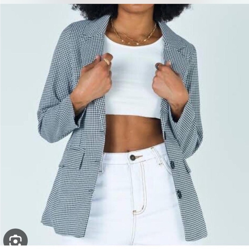 NWOT Princess Polly b&w Checkered Blazer